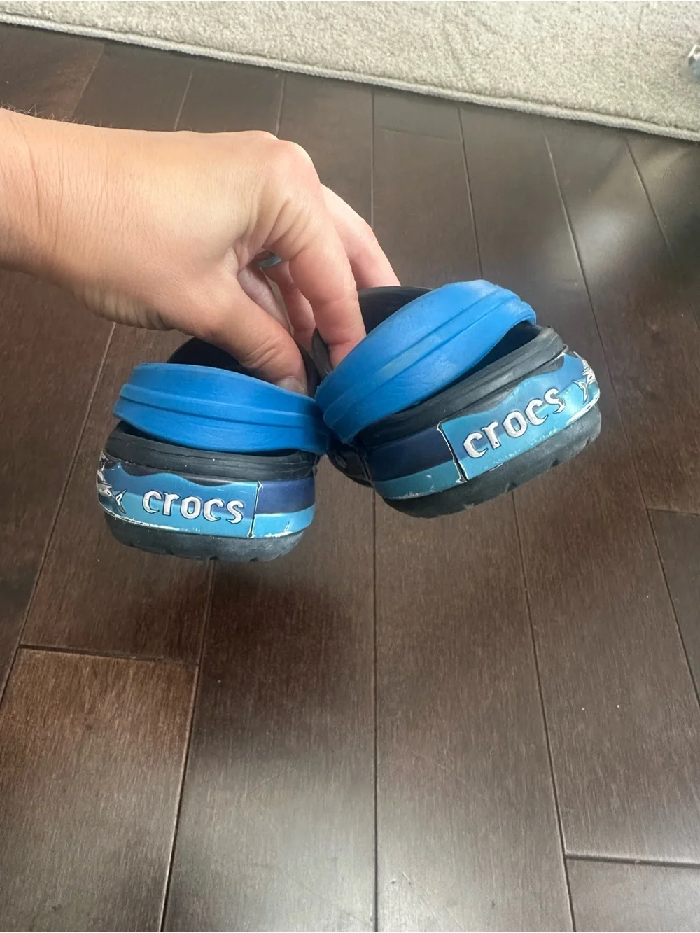 Crocs Kids Black & Blue Shark Classic Clog